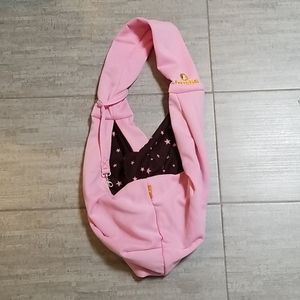 Pink reversible small dog sling